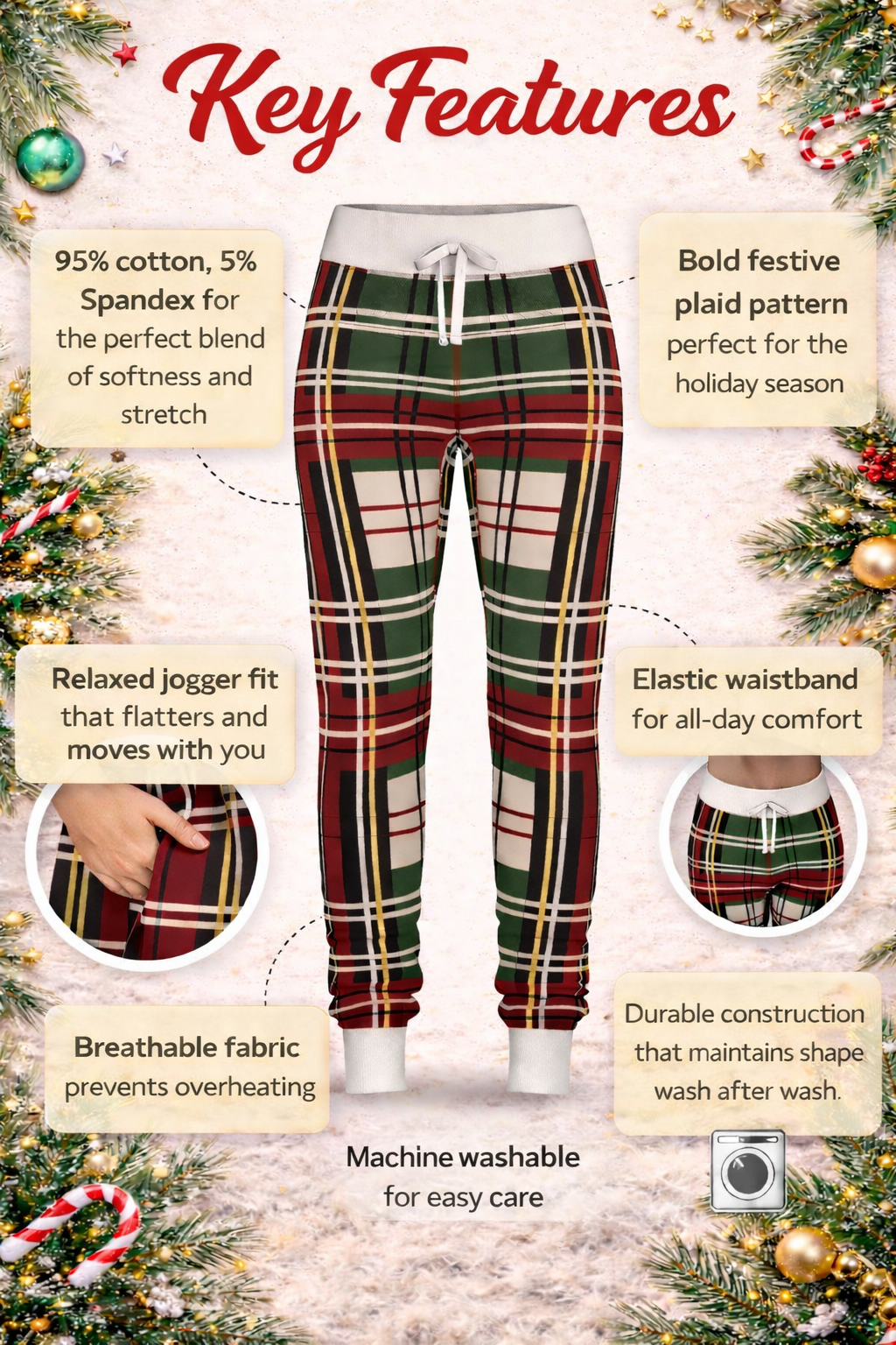 Christmas Bold Plaid Jogger Pants (Women's)