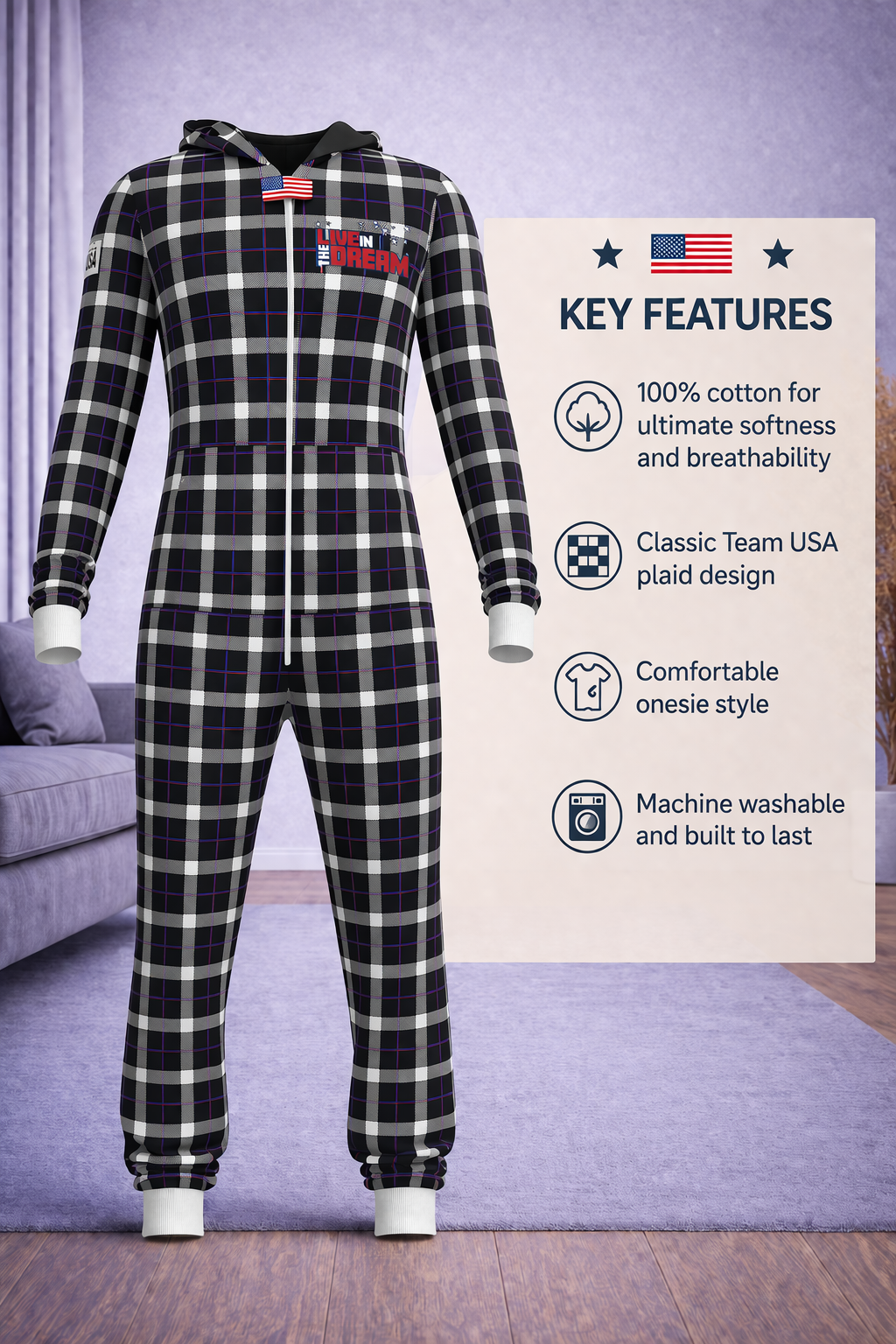 Team USA Plaid Onesies (Men's)