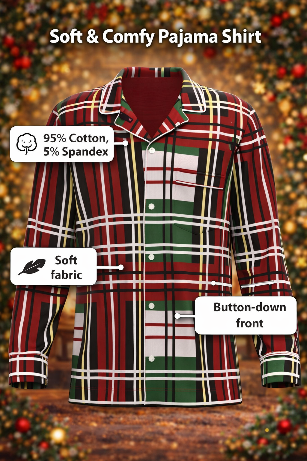 Christmas Bold Plaid Button Down Top (Unisex)