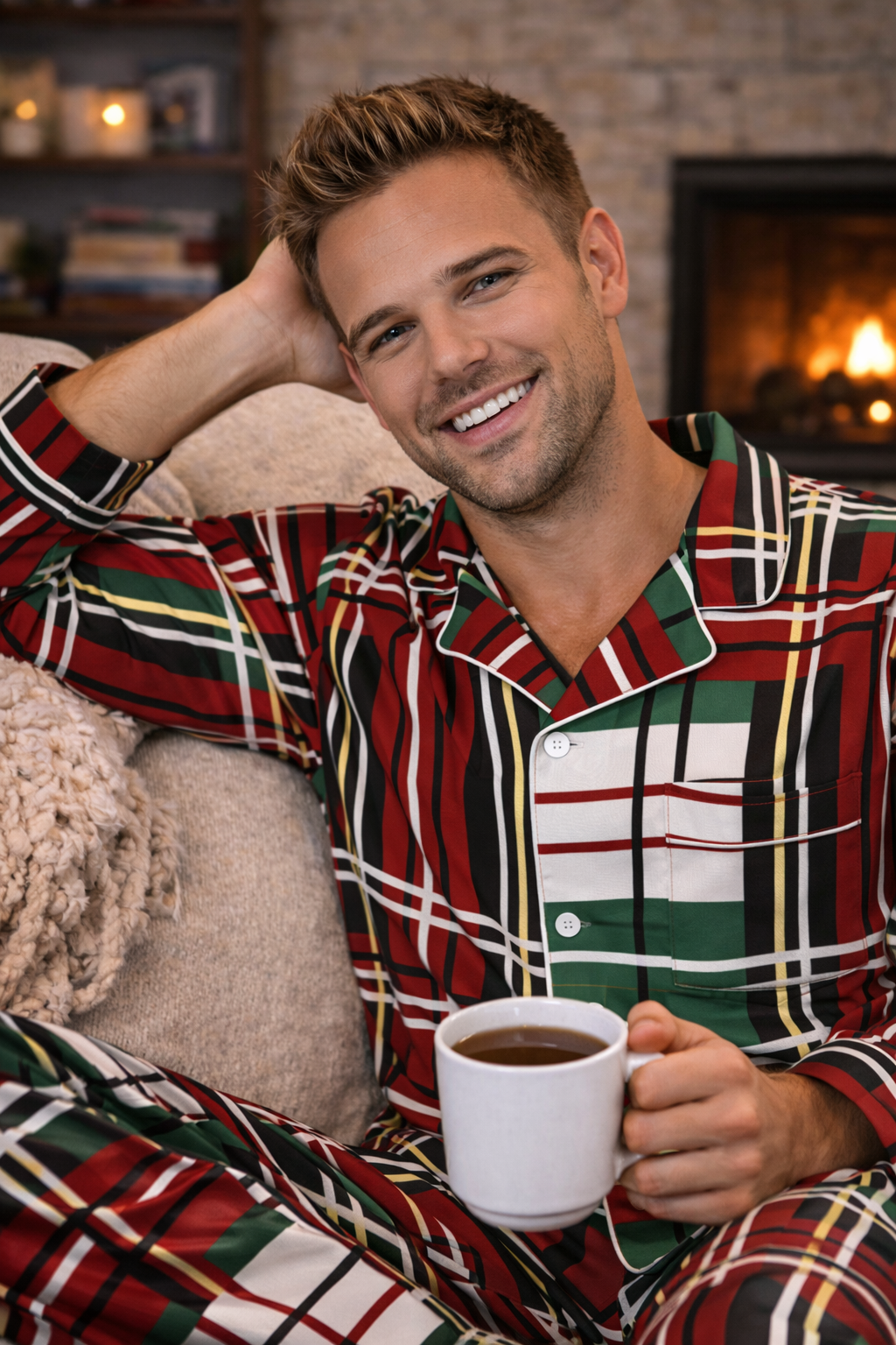 Christmas Bold Plaid Button Down Top (Unisex)