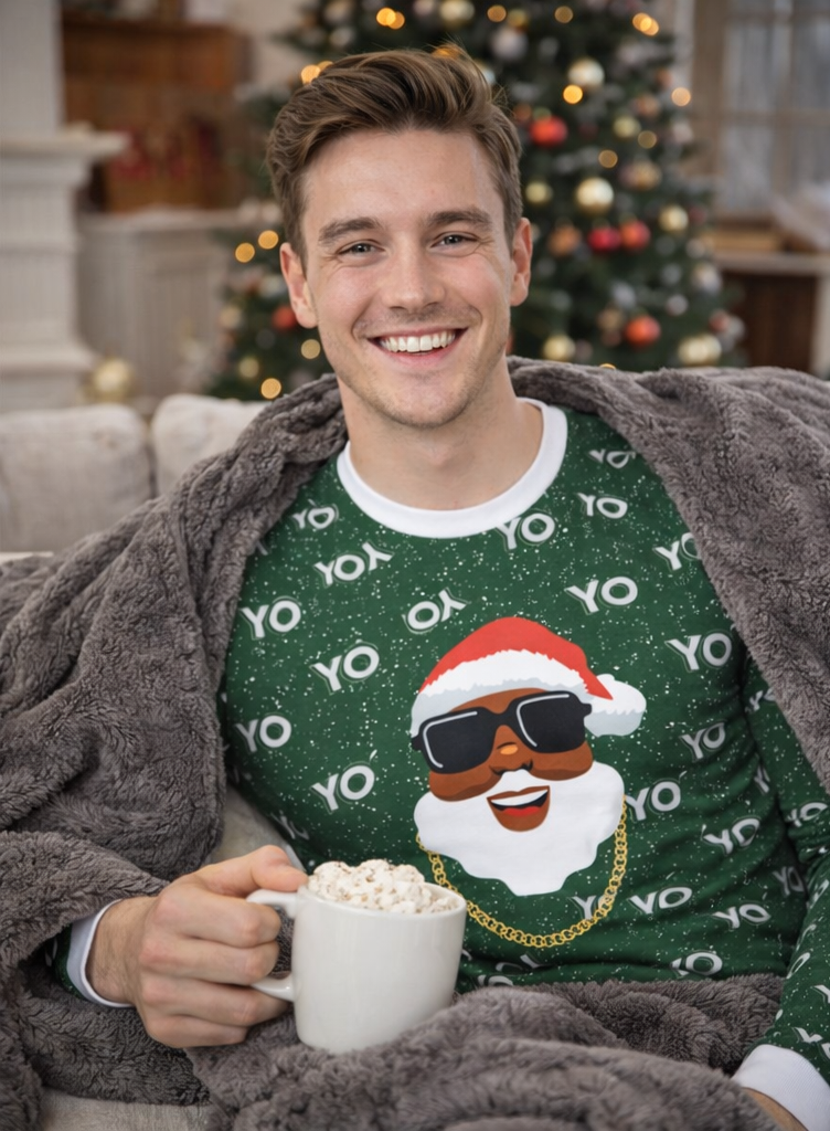 Christmas Black Santa Top (Men's)