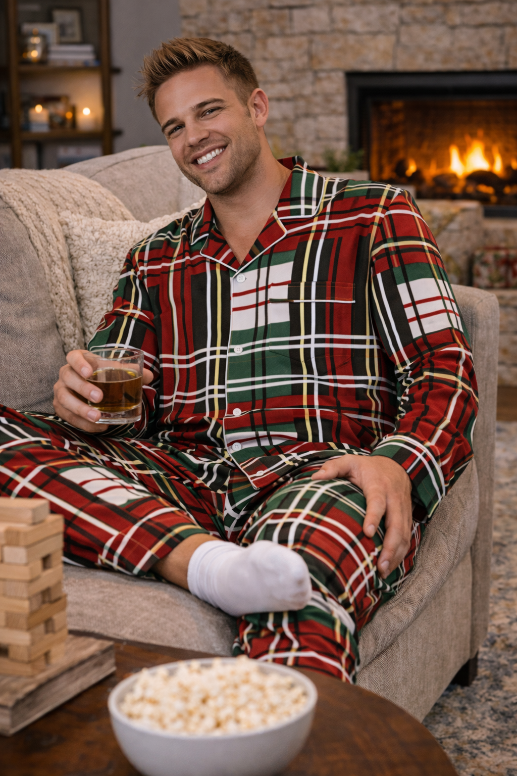 Christmas Bold Plaid Button Down Top (Unisex)