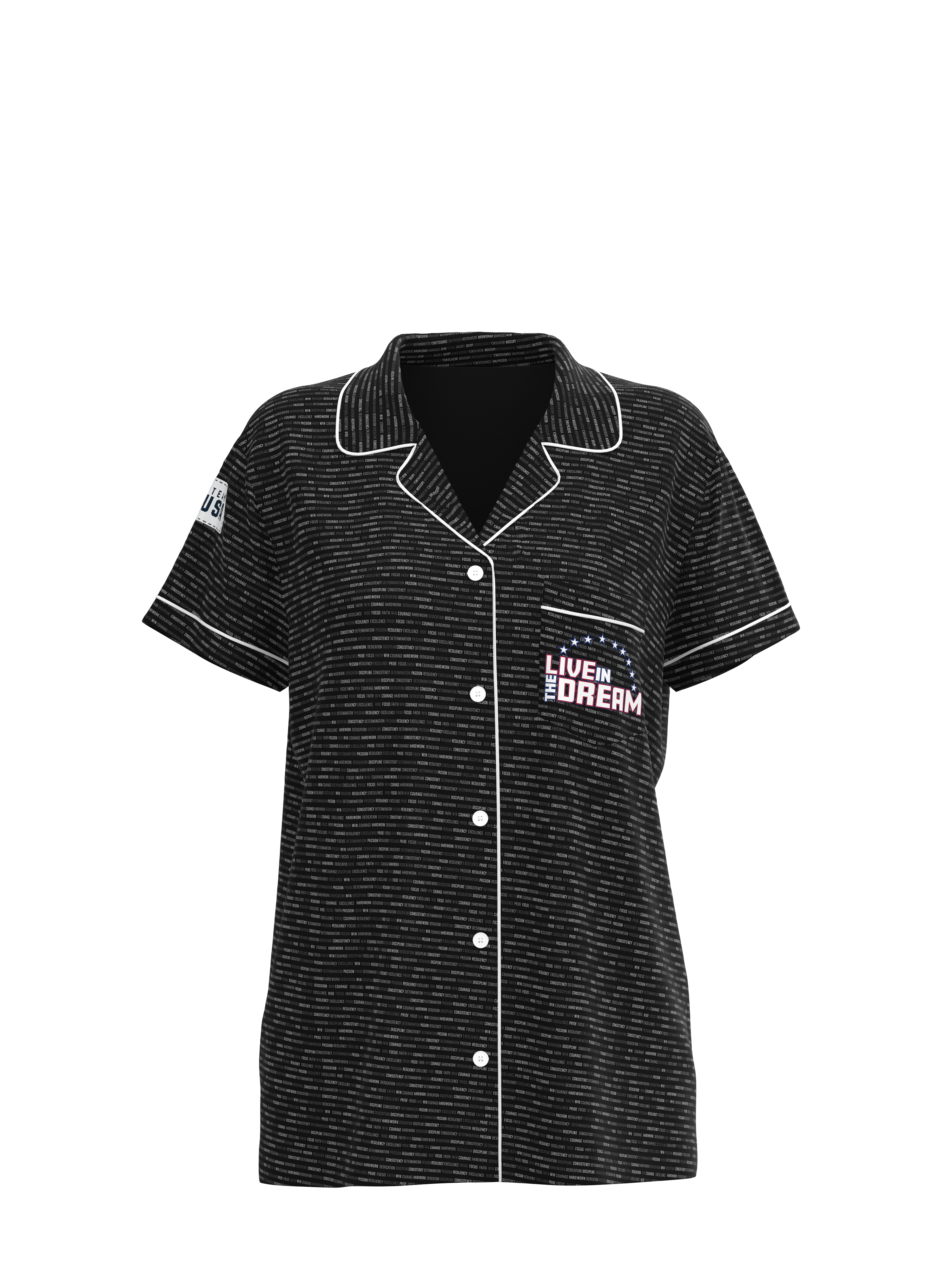 Inspirational Short Sleeve Button Down Team USA Top (Women's)