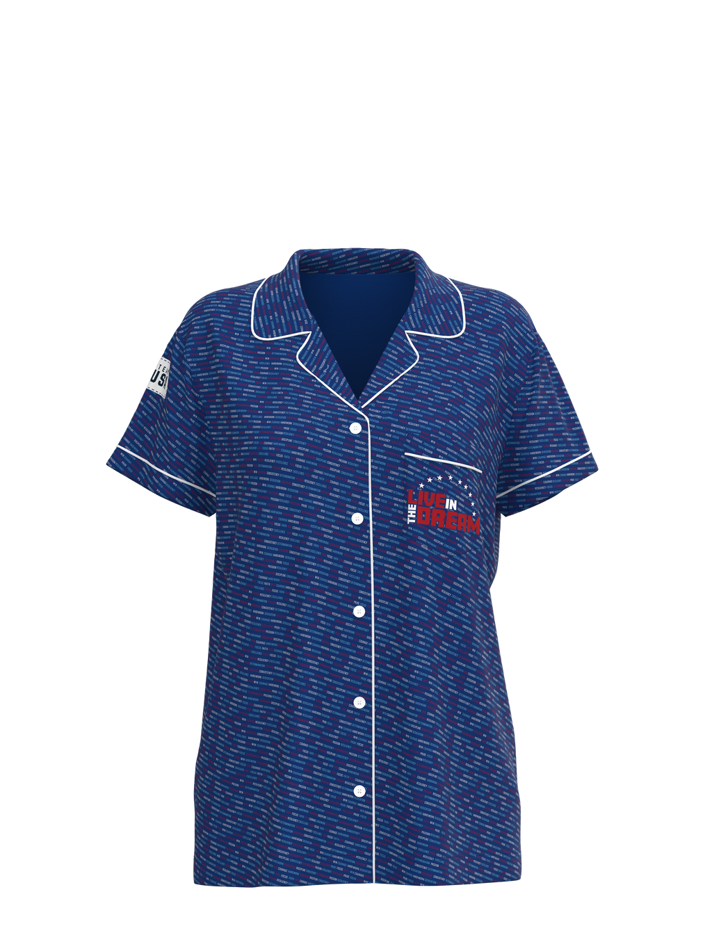 Inspirational Short Sleeve Button Down Team USA Top (Women's)