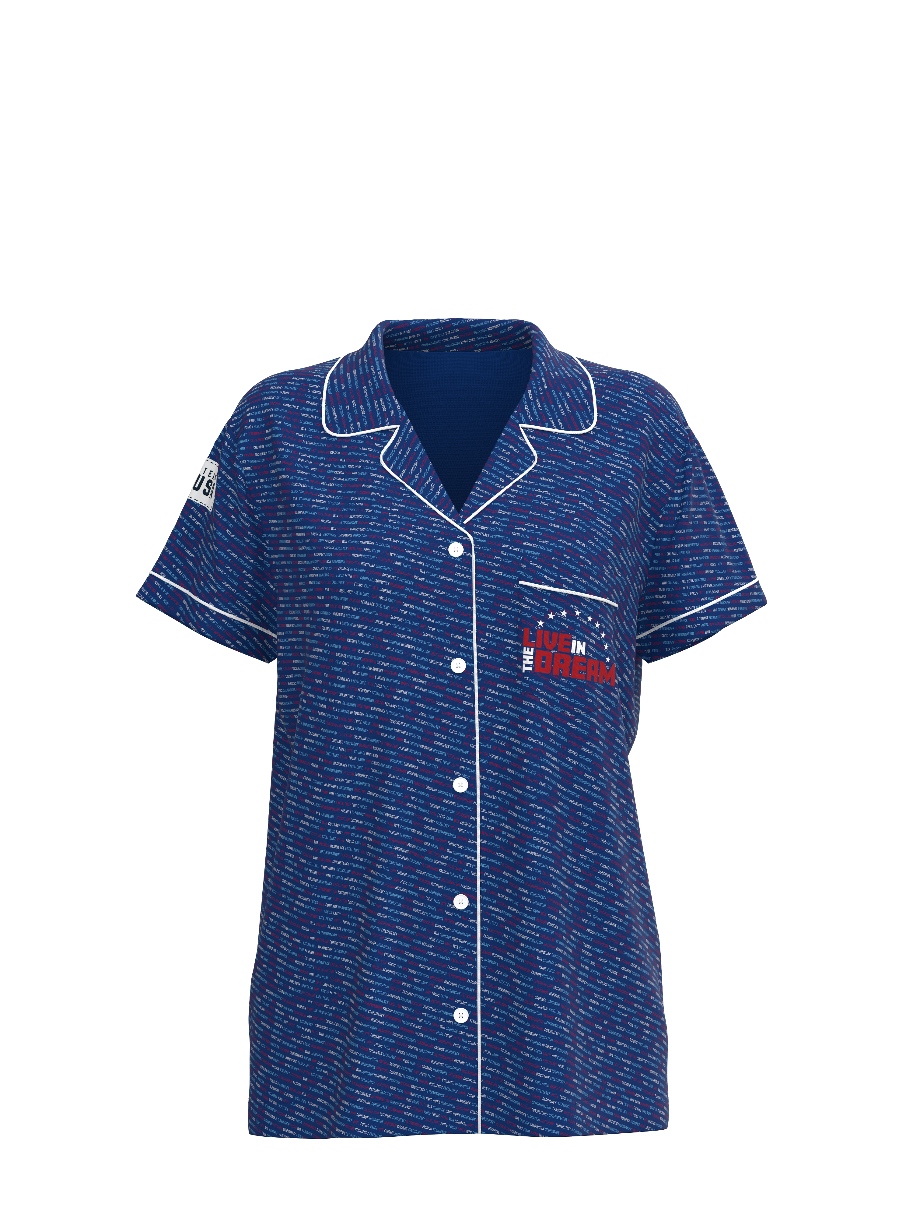 Inspirational Short Sleeve Button Down Team USA Top (Women's)