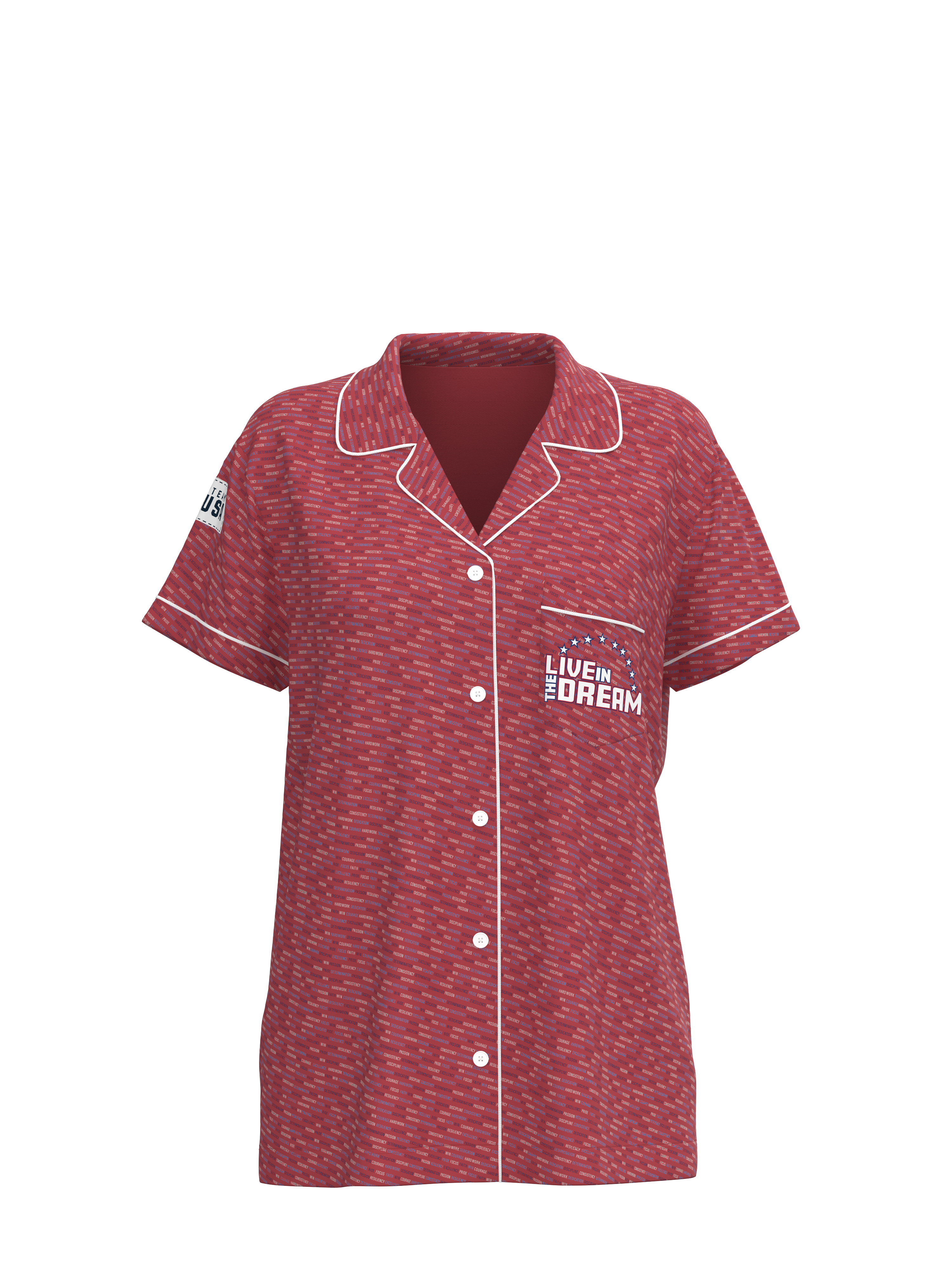 Inspirational Short Sleeve Button Down Team USA Top (Women's)