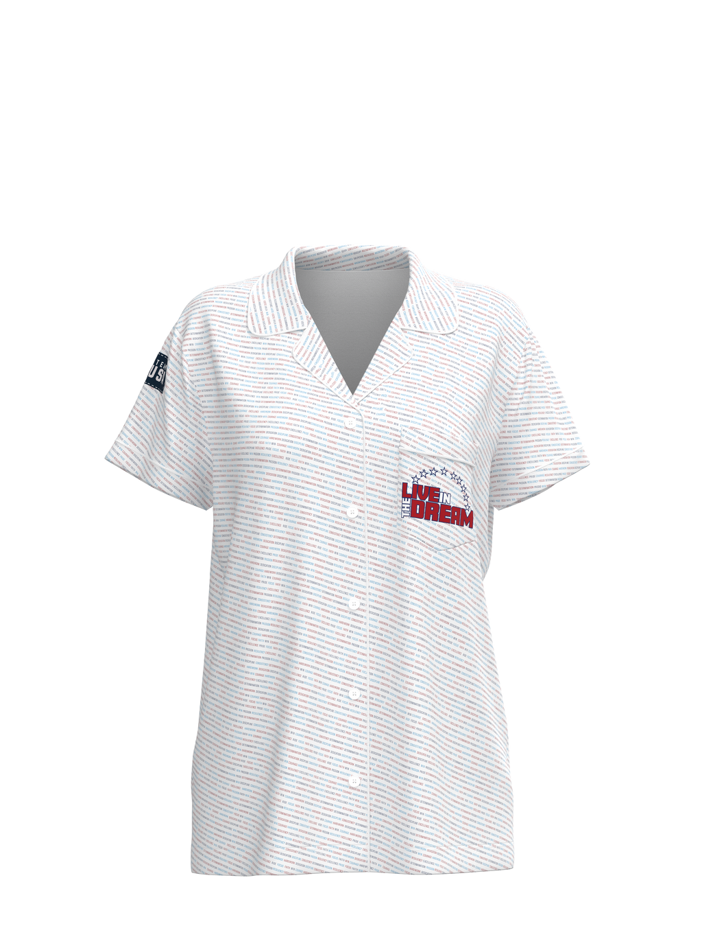 Inspirational Short Sleeve Button Down Team USA Top (Women's)